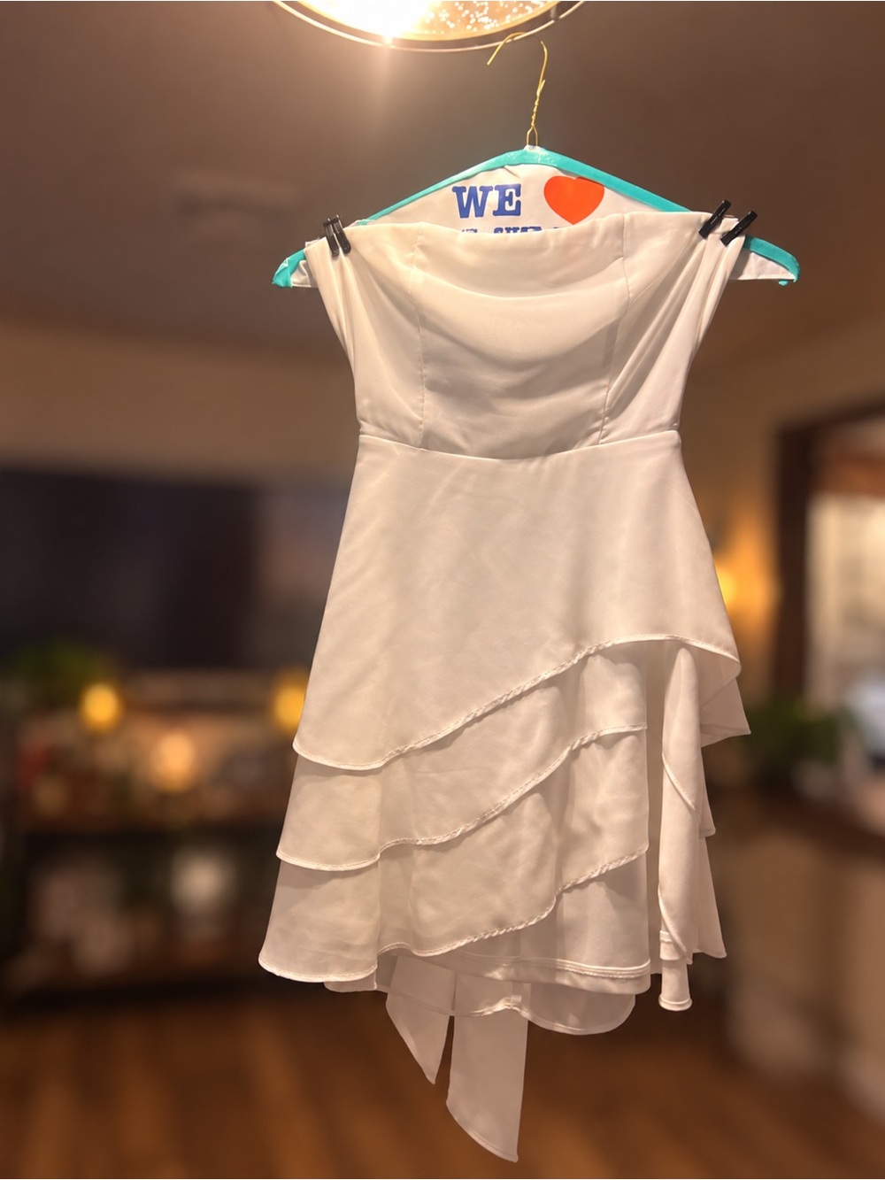 Strapless White Layered A-Line Dress